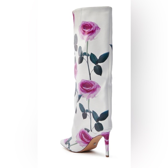 Floral White and Pink Women's Boots - Picture 4 of 5